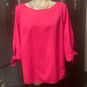 Talbots Bright Pink Boatneck Tie-Sleeve Tunic